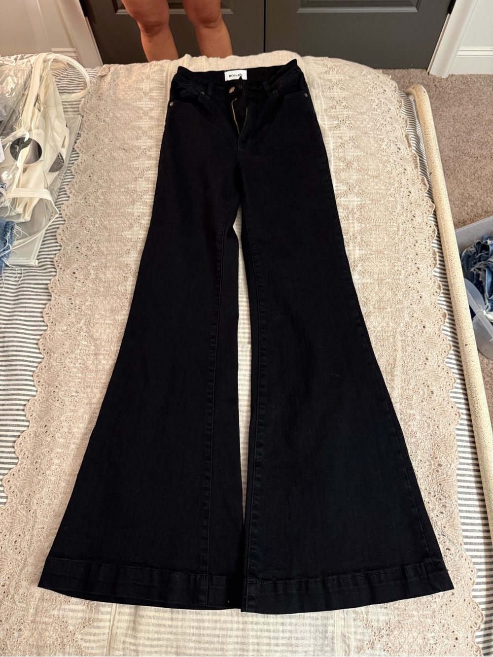ROLLA'S Black Wide-Leg Flare Jeans